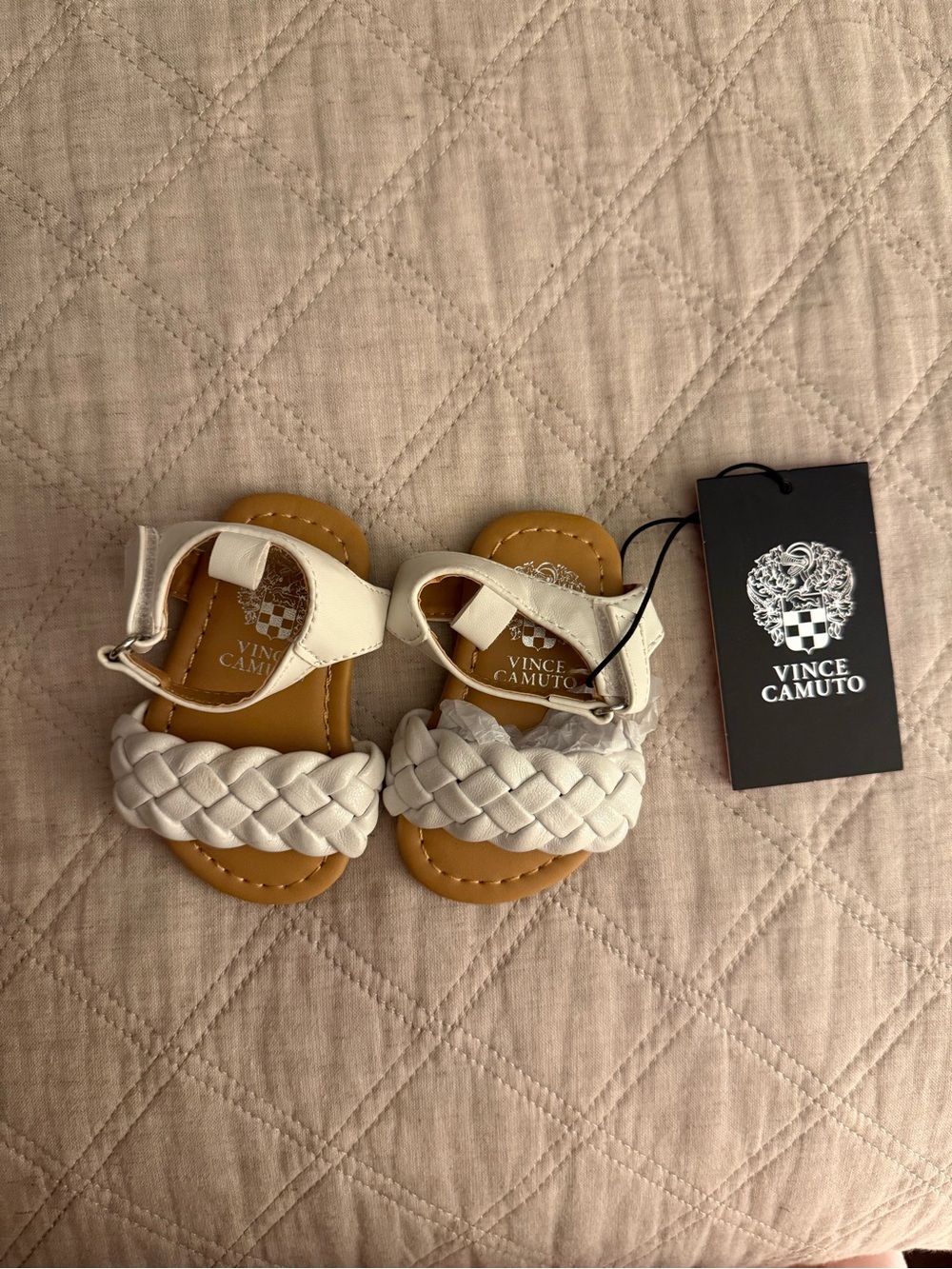 Vince Camuto Kids Braided White Strap Sandals